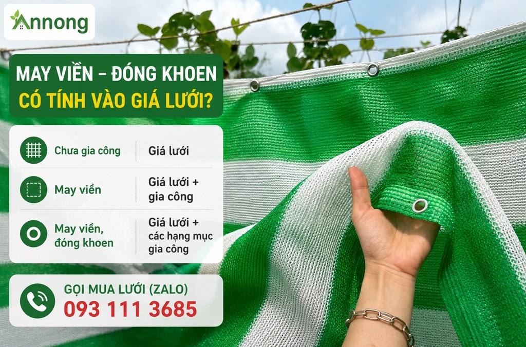 Chi phí may viền đóng khoen có tính vào giá lưới