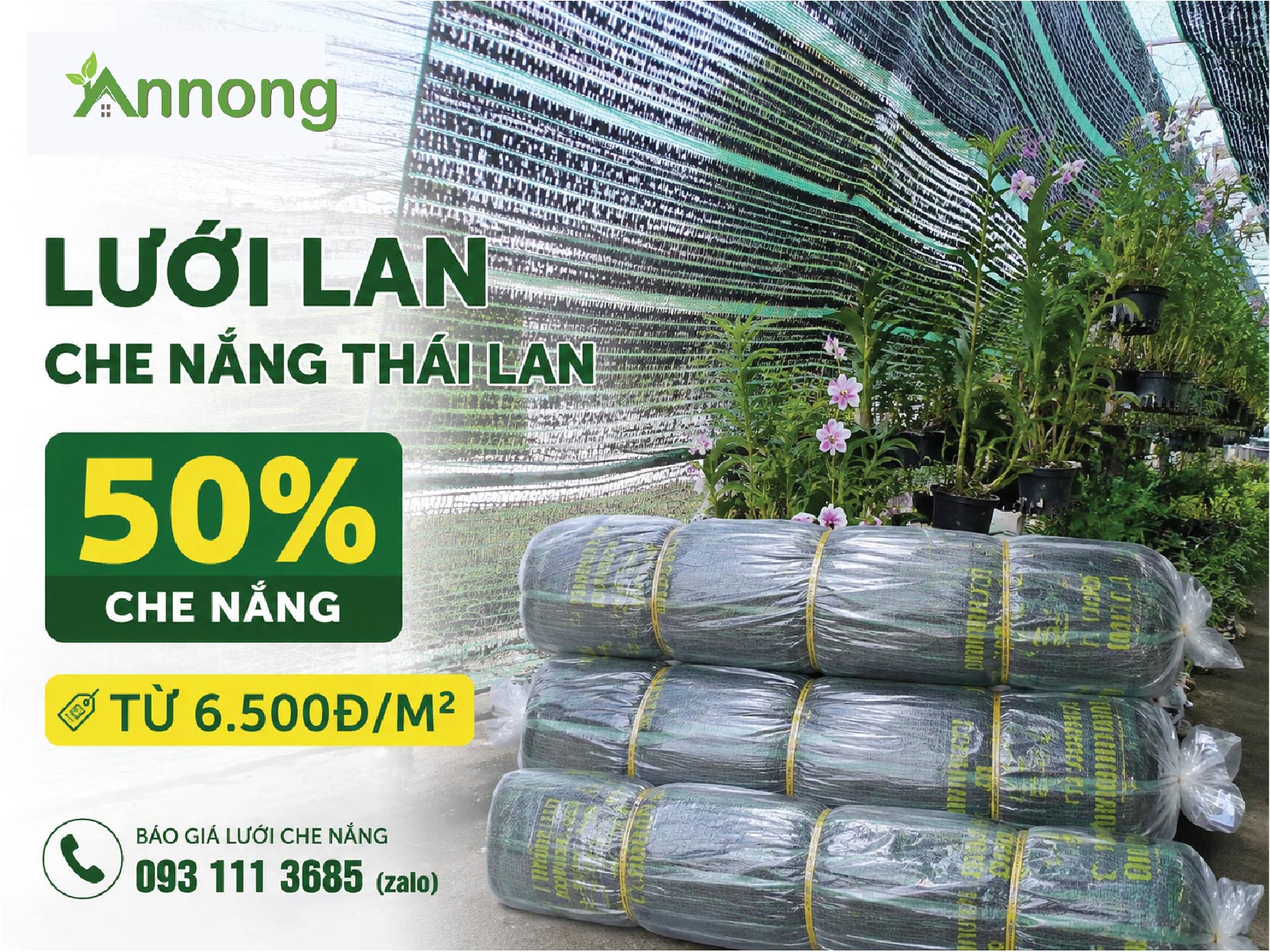 Lưới lan Thái Lan che nắng 50% và mức giá tham khảo