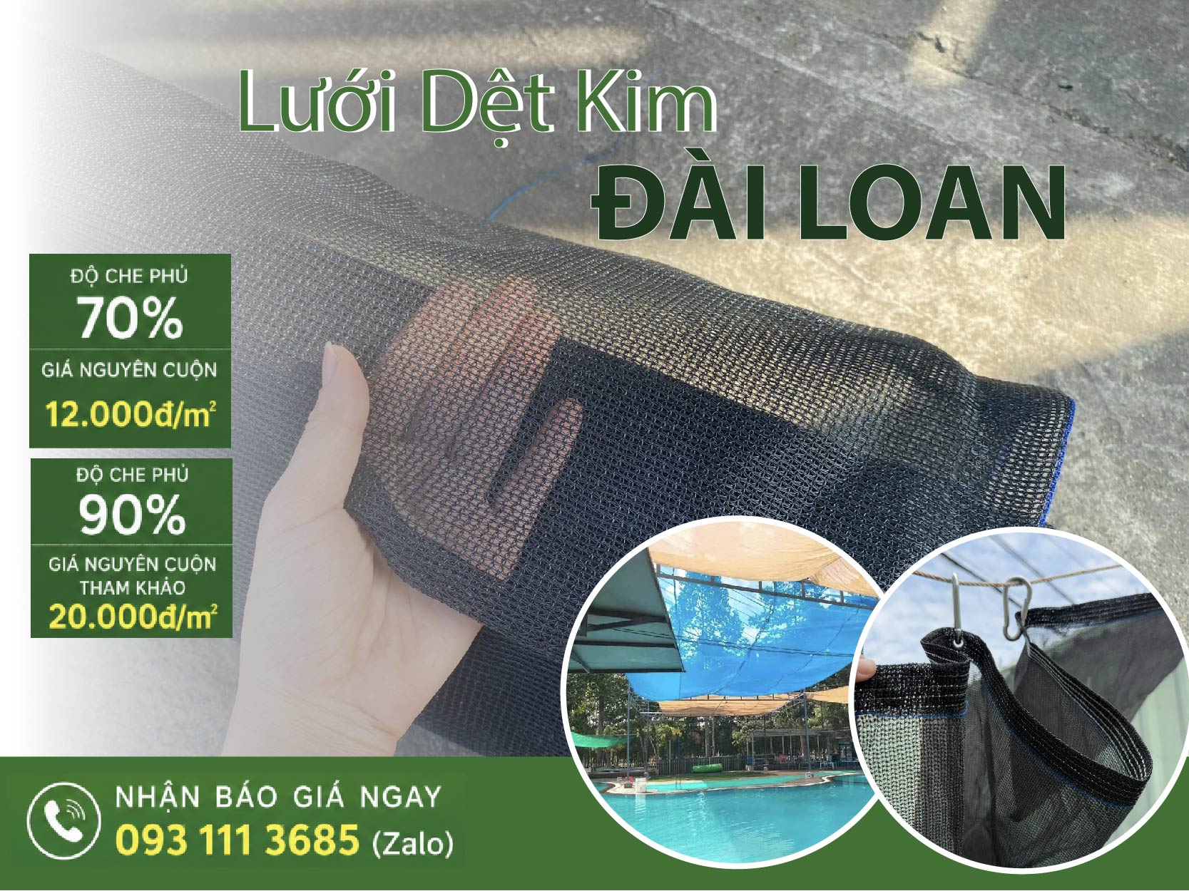 Giá lưới Dệt Kim Đài Loan theo độ che phủ