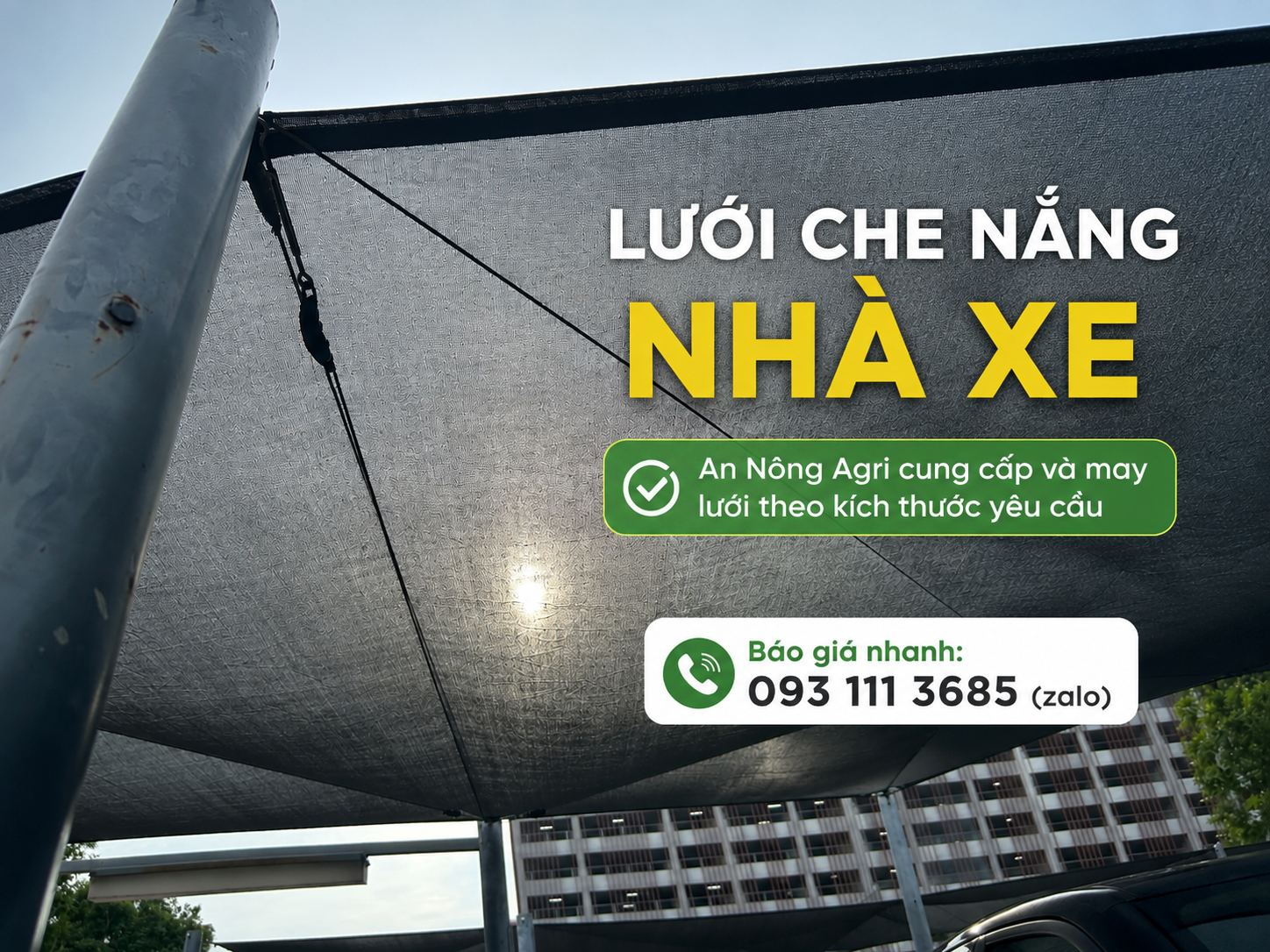 Khu vực kho bãi ngoài trời được phủ lưới che