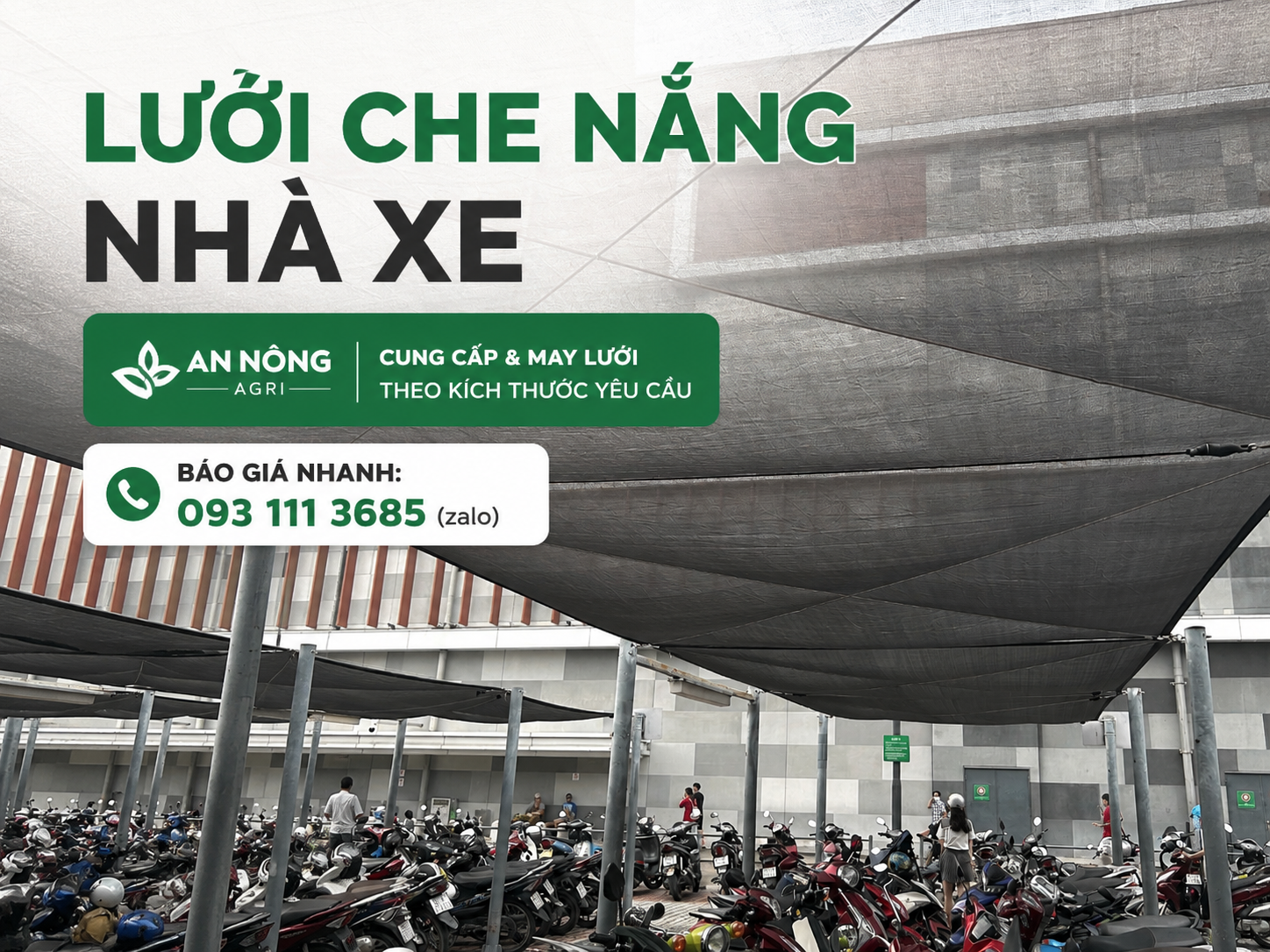 Lưới phủ tạo bóng mát cho bãi đỗ xe