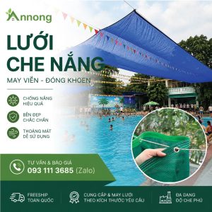 Lưới che nắng may viền đóng khoen tại hồ bơi