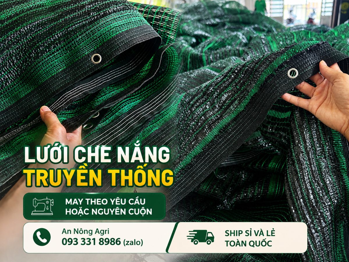 Lưới che nắng may viền đóng khoen theo kích thước yêu cầu