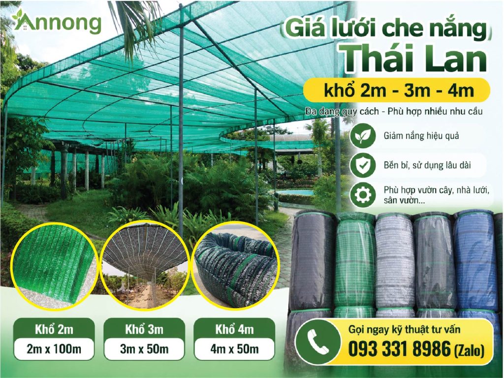 Giá lưới che nắng Thái Lan khổ 2m 3m 4m