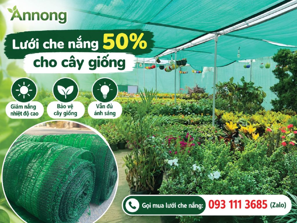 Lưới che nắng 50% cho cây giống trong khu ươm