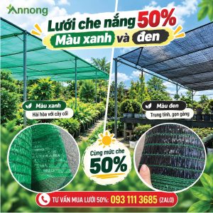 Lưới che nắng 50% màu xanh và đen
