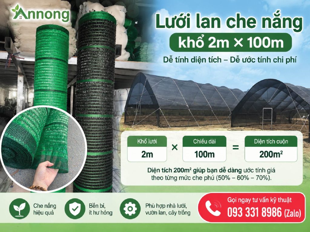 Lưới che nắng khổ 2m x 100m nguyên cuộn