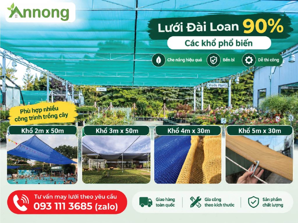 Lưới Đài Loan 90% với các khổ 2m, 3m và 4m