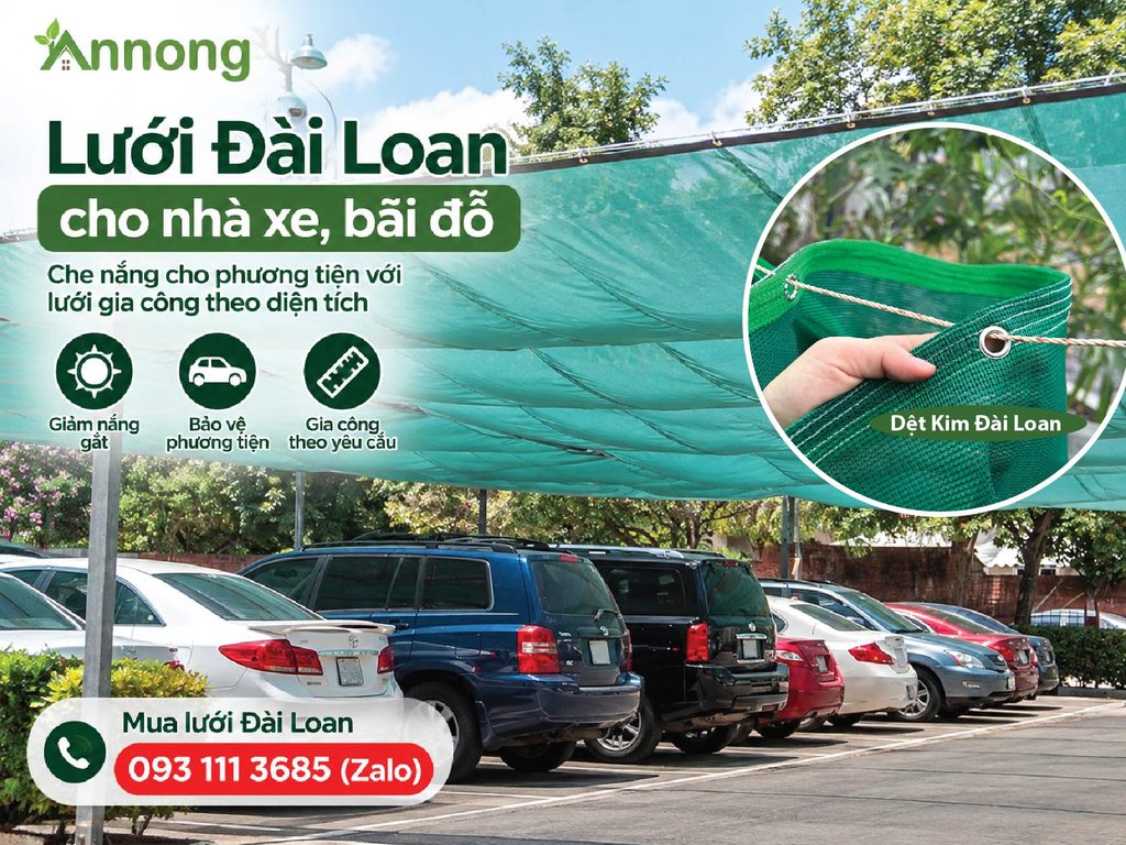 Lưới Đài Loan che nắng cho nhà xe và bãi đỗ
