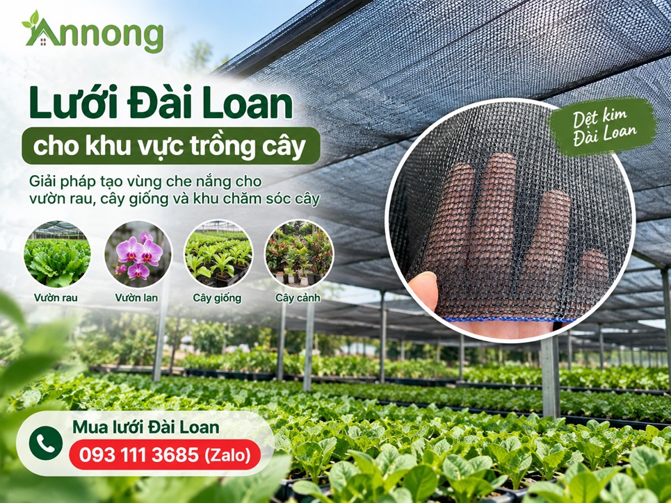 Lưới Đài Loan che nắng cho vườn rau, cây giống và cây cảnh