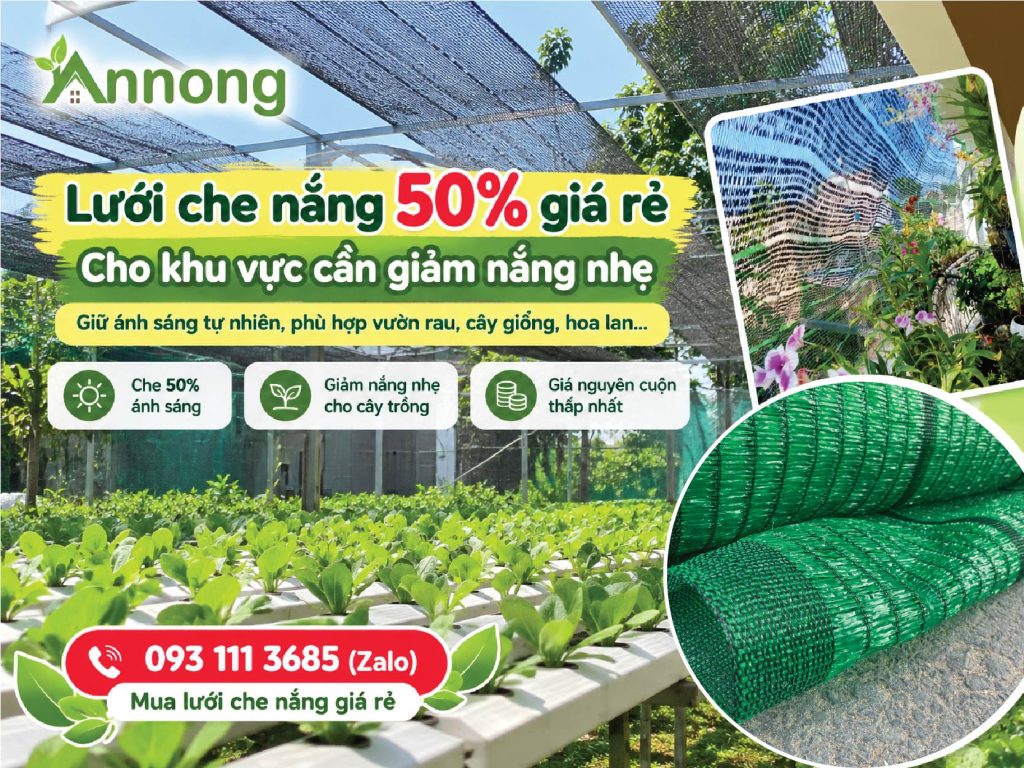 Lưới che nắng 50% giá rẻ cho khu vực cần giảm nắng nhẹ
