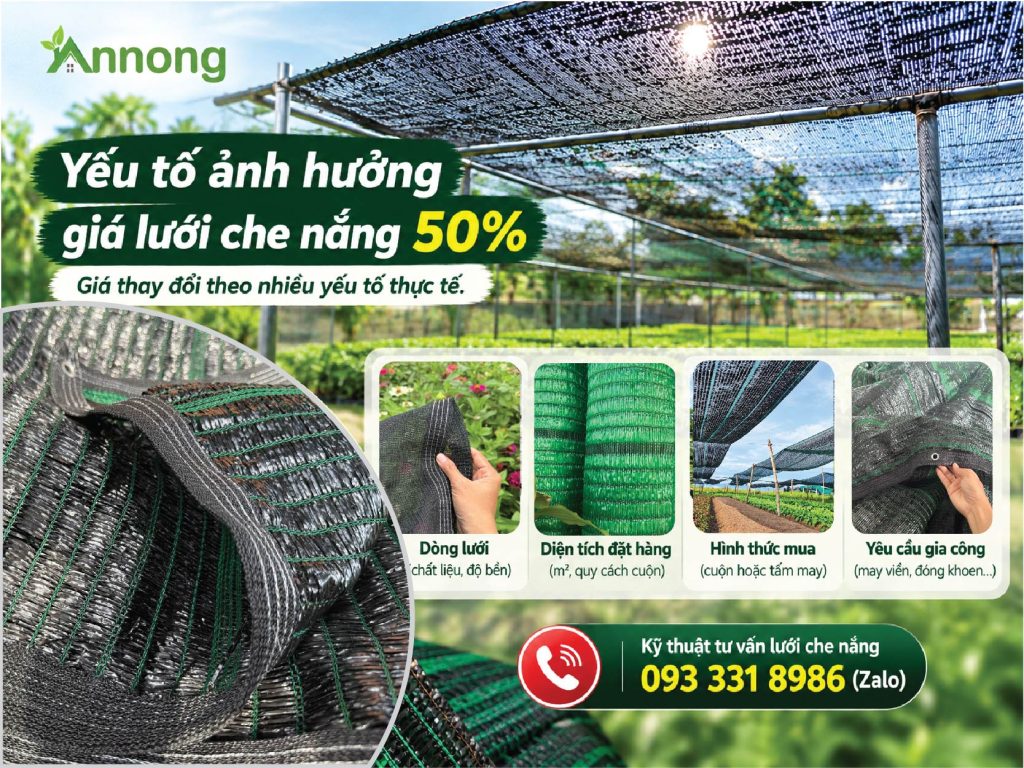 Yếu tố ảnh hưởng giá lưới che nắng 50%